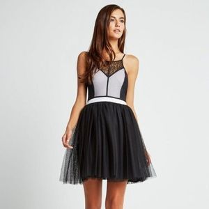 BCBGeneration Black White Colorblock Tulle Ballerina Dress